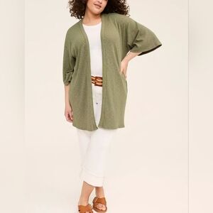 Kimono-Sleeve Open-Front Overpiece